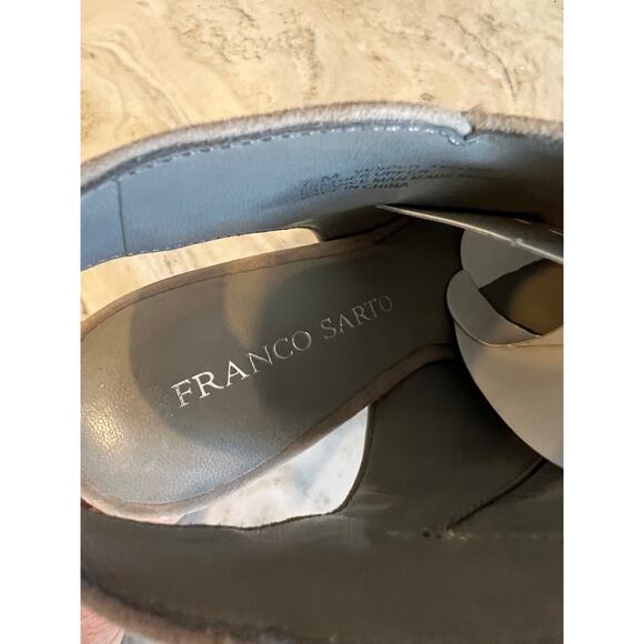 Franco Sarto gray suede open toe platform heels Edgy Moto 7 - Picture 9 of 9